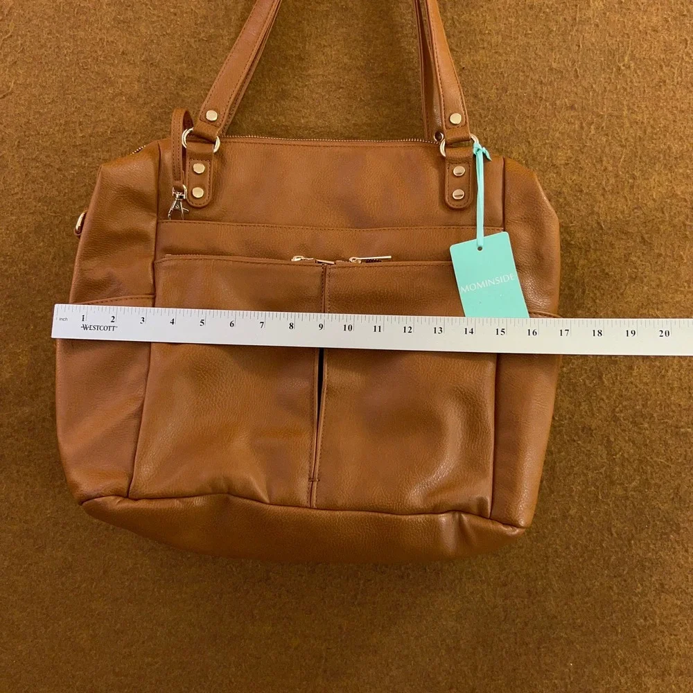 MOMINSIDE Women OS Brown Vegan Leather Convertible Diaper Bag Backpack Tote NWT